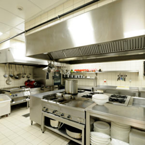 Image of a clean commercial kitchen